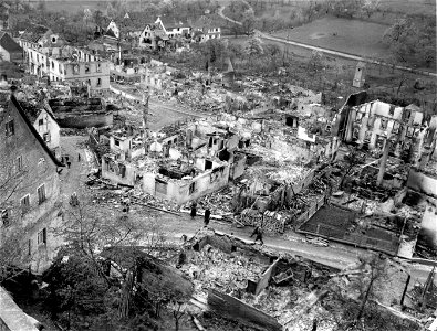 SC 335312 - Panorama of destruction of town of Lampoldshausen by 12th TAC Apr. 7th & 9th.