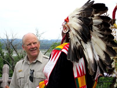 Chief Arvol Looking Horse and Refuge Manager Charlie Blair overlooking the Refuge and the Minnesota River Valley photo