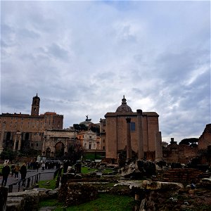 View over to Curio Roman Forum Rome Italy