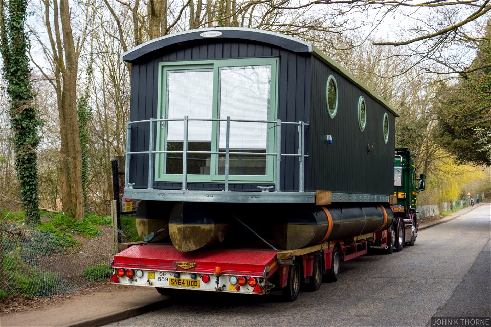Delivering a River Pod http://www.theriverpodcompany.co.uk/ to the River Medway by road as Allington Lock closed for maintenance.