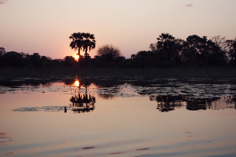Sunset landscape lake