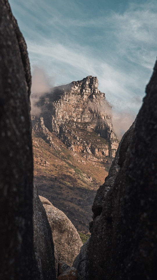 Mountain sunset boulder