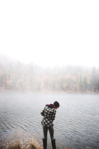 Mist landscape person photo