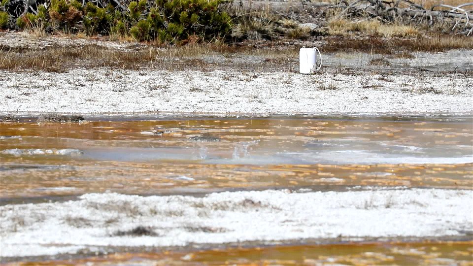 Remote nodal seismometer deployed on Geyser Hill photo