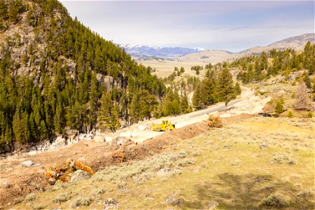 Northeast Entrance Road flood repairs: Lamar River Canyon (2) photo