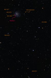 Messier 101 with supernova SN2023ixf and surrounding area
