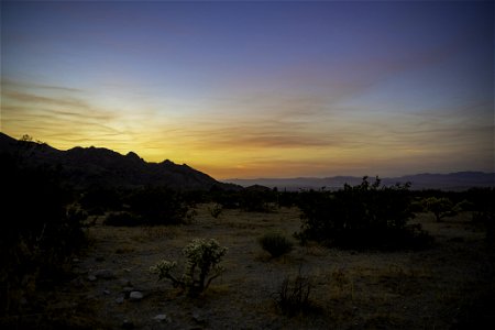 Sunset from North Backcountry Board overlooking city of Twentynine Palms