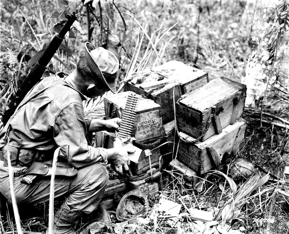 SC 166708 - Captured Jap 25 caliber machine gun ammunition.