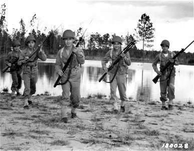 SC 180028 - Japanese Americans in Army train to avenge Pearl Harbor: photo