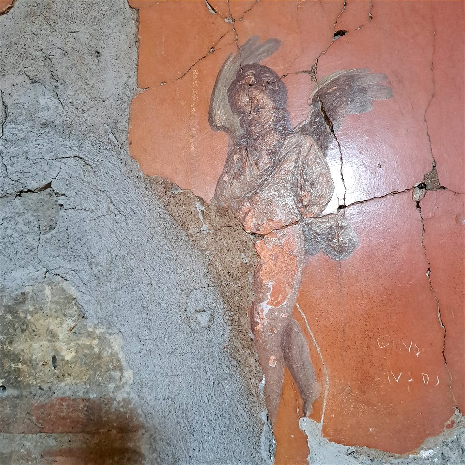 Angel Fresco in House of the beautiful Courtyard  Herculaneum Italy