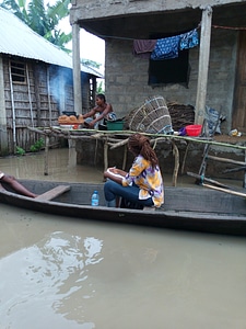 Women boat cityscape photo