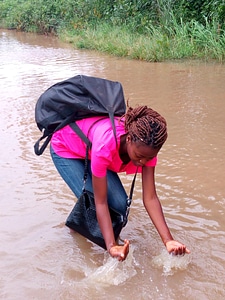 People woman runoff water photo