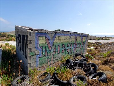 Urbex Limnos with graffiti Merlin