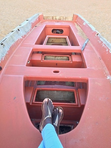 Broken boat beach sand photo