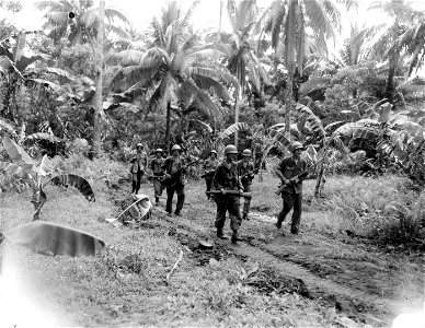 SC 374825 - Patrol made up of men of F Troop, 7th Cav. Regt., who accompanied photographers to various huts to search for bodies.