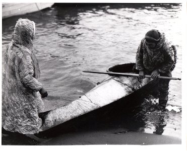 Nunivak Island 1949 Western Alaska Family with Skin Kyak