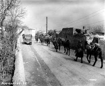 SC 170023 - Moroccan cavalry in the streets in North Africa. 18 February, 1943.