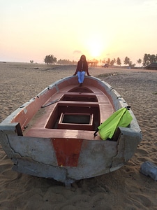 People broken boat woman