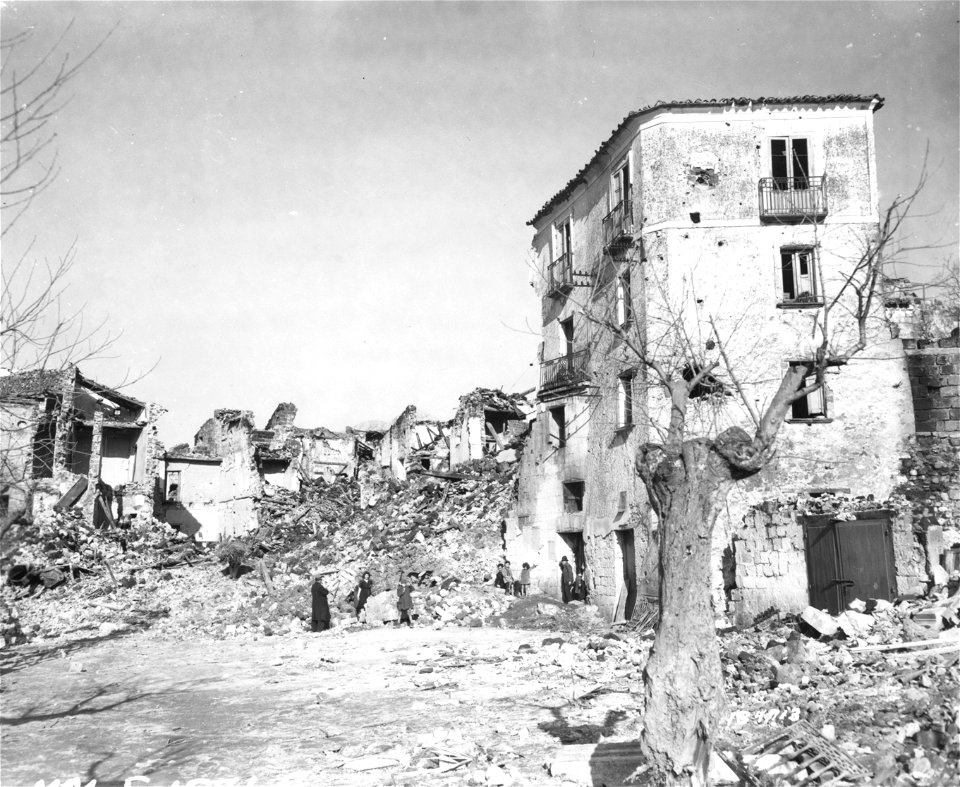 SC 184713 - Looking down Mignano's main street that was. Now it is a mass of ruins.
