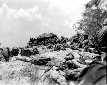 Red Beach 2 at 1300 D-Day. Saipan. 15 June, 1944.