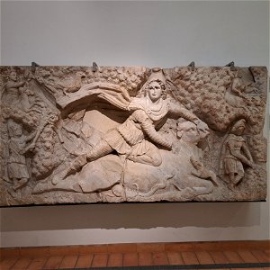 Marble Tauroctonia Mithraic Relief from Mithraeum of the Castra Pereginorum Baths of Diocletian Rome Italy