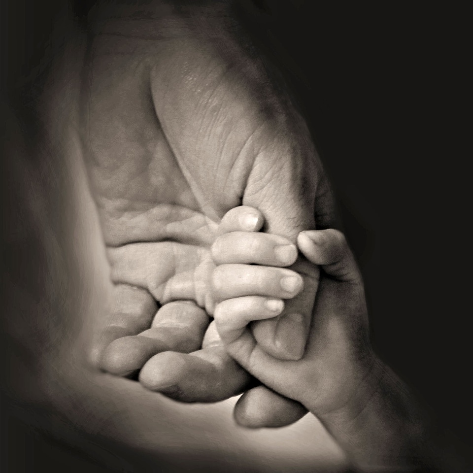 Family daughter holding