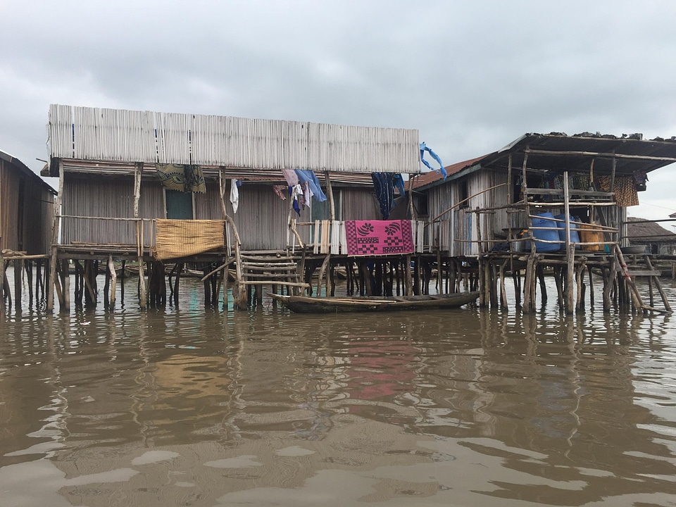 Wooden house house on stilts clothes