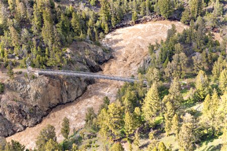 Yellowstone flood event 2022: Hellroaring Bridge and Yellowstone River photo
