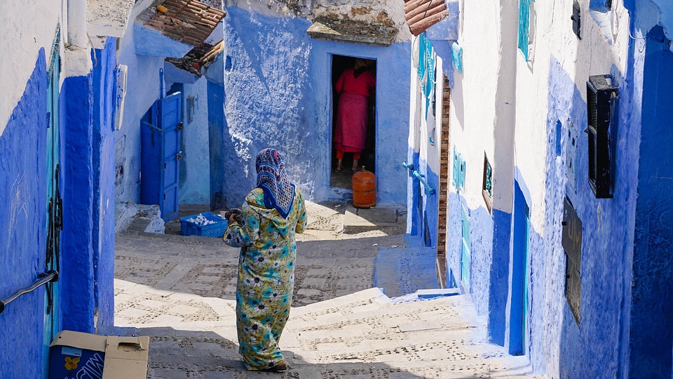Woman blue place nice