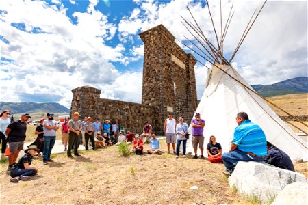 North Entrance teepee installation event: Story of Crow-style teepee