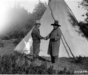 1932 "Handshake Agreement” between Chief Yallup and Gifford Pinchot Forest Supervisor Bruckert. photo