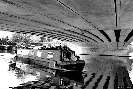 Narrowboat St Peter’s Bridge Maidstone. Reflections and Shadows