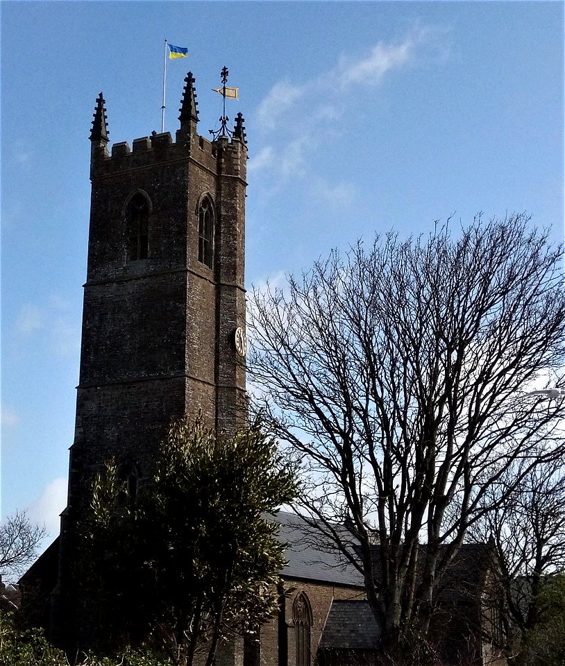 IMG_20220407_112848 The Church of St Margaret of Antioch, Flagpole Flags( support for Ukraine, Merchant Navy, England, Union Jack ), Bone Hill, Northam, Westward Ho!, Devon, UK - 7th April 2022