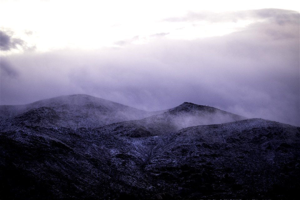 Mist and snow over Belle Mountain