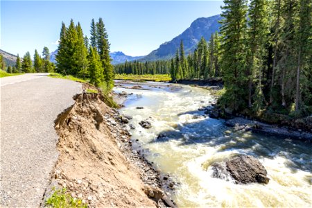 Yellowstone flood event 2022: Northeast Entrance Road washout near Trout Lake Trailhead (13) photo