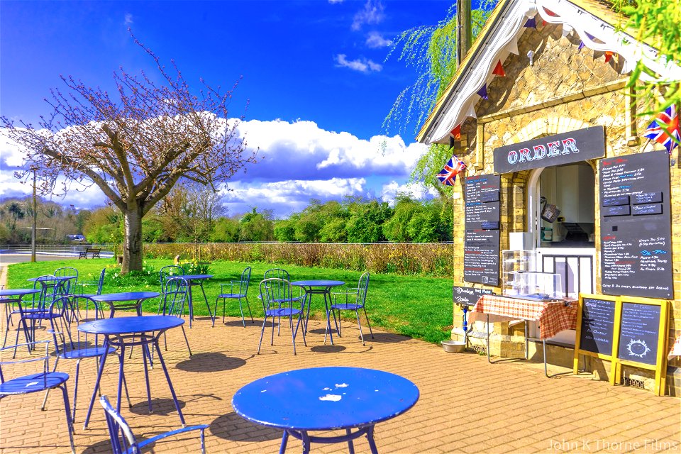 Al fresco dining The Little Old Toll House Allington Lock. Maidstone Kent photo