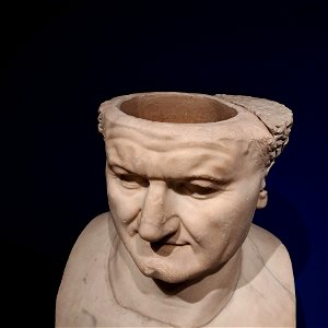 Giant emperor head later being used as a basin Capitoline Museum Rome Italy