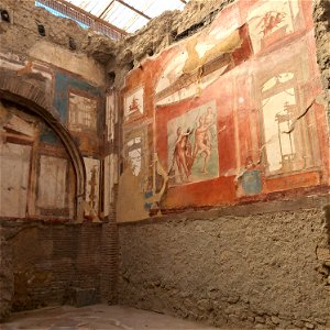 Hall of The Augustals Right side Sacellum  Herculaneum Italy