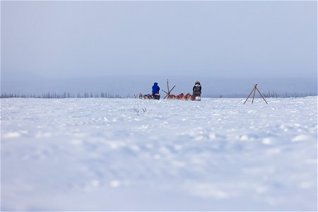Kobuk 440 racers on the trail between the villages of Selawik and Ambler.