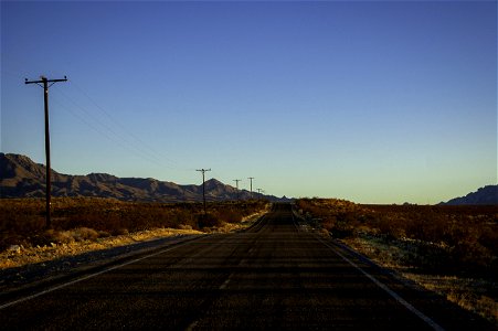 Road through Mojave National Preserve photo