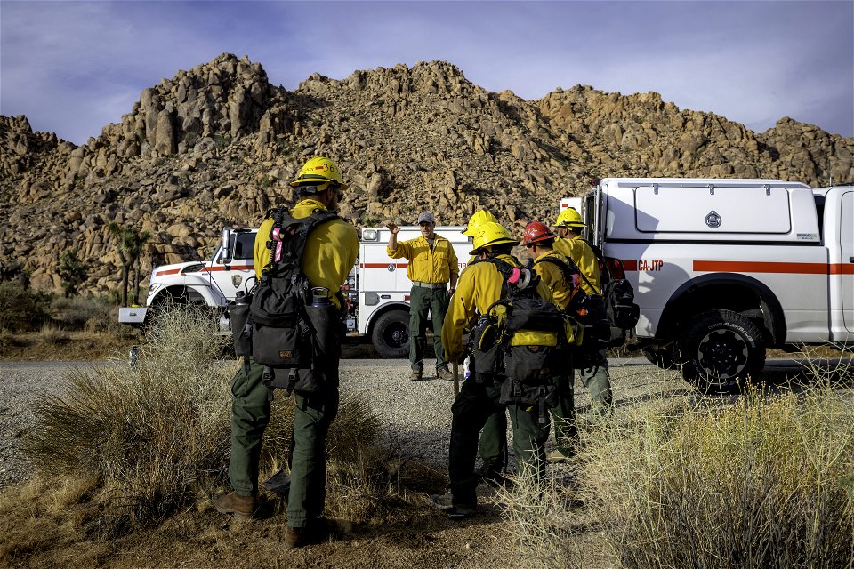 Wildland fire crew near Quail Mountain