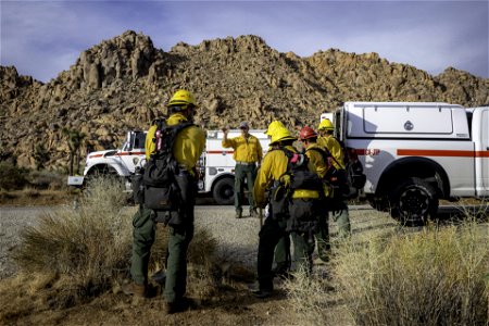 Wildland fire crew near Quail Mountain photo