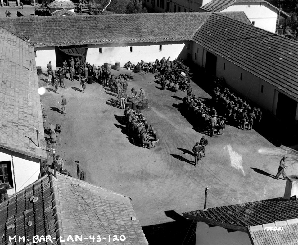 SC 170041 - Photo taken from a lookout tower of a bomber group at "chow" time. North Africa. 12 February, 1943. photo