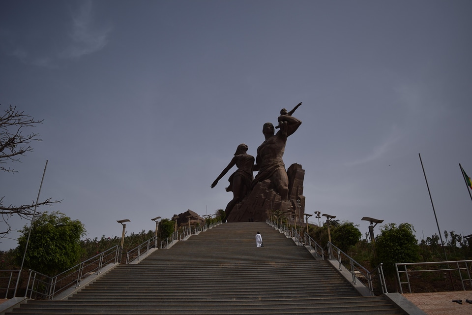 The monument of the "african renaissance" sky cityscape