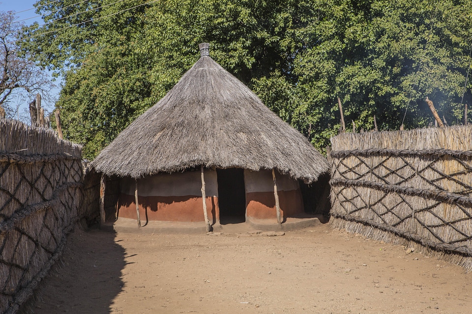 Village enclosure straw roof