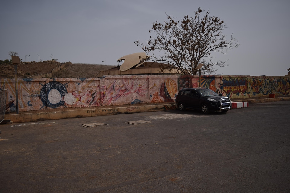 Cityscape trees wall