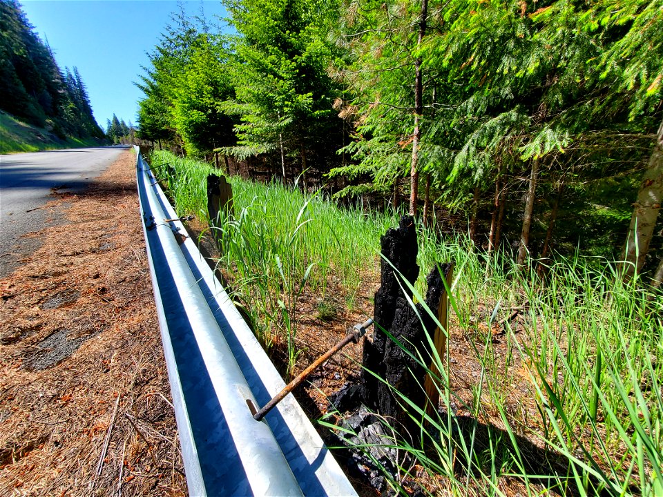 Burned up guard rail on Mt. Hood National Forest