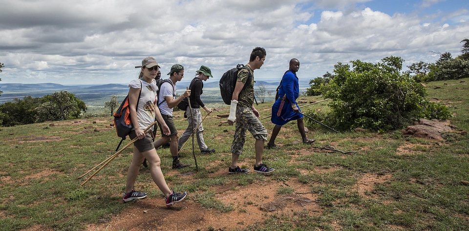 Tourists landscape guides