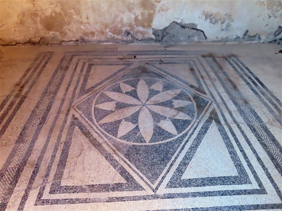 House of Geometry diamond mosaic Ruins Pompeii Italy