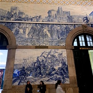 Tile Murals Sao Bento Train station Porto Portugal photo